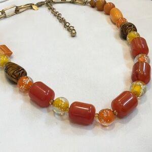 Chico’s Orange Fall Colors Multi  Beaded Neck lace
